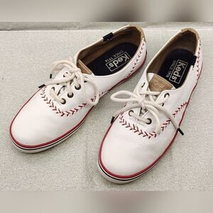 Keds Leather Champion MLB  Pennant Baseball Sneakers Shoes Sz 5 Vintage